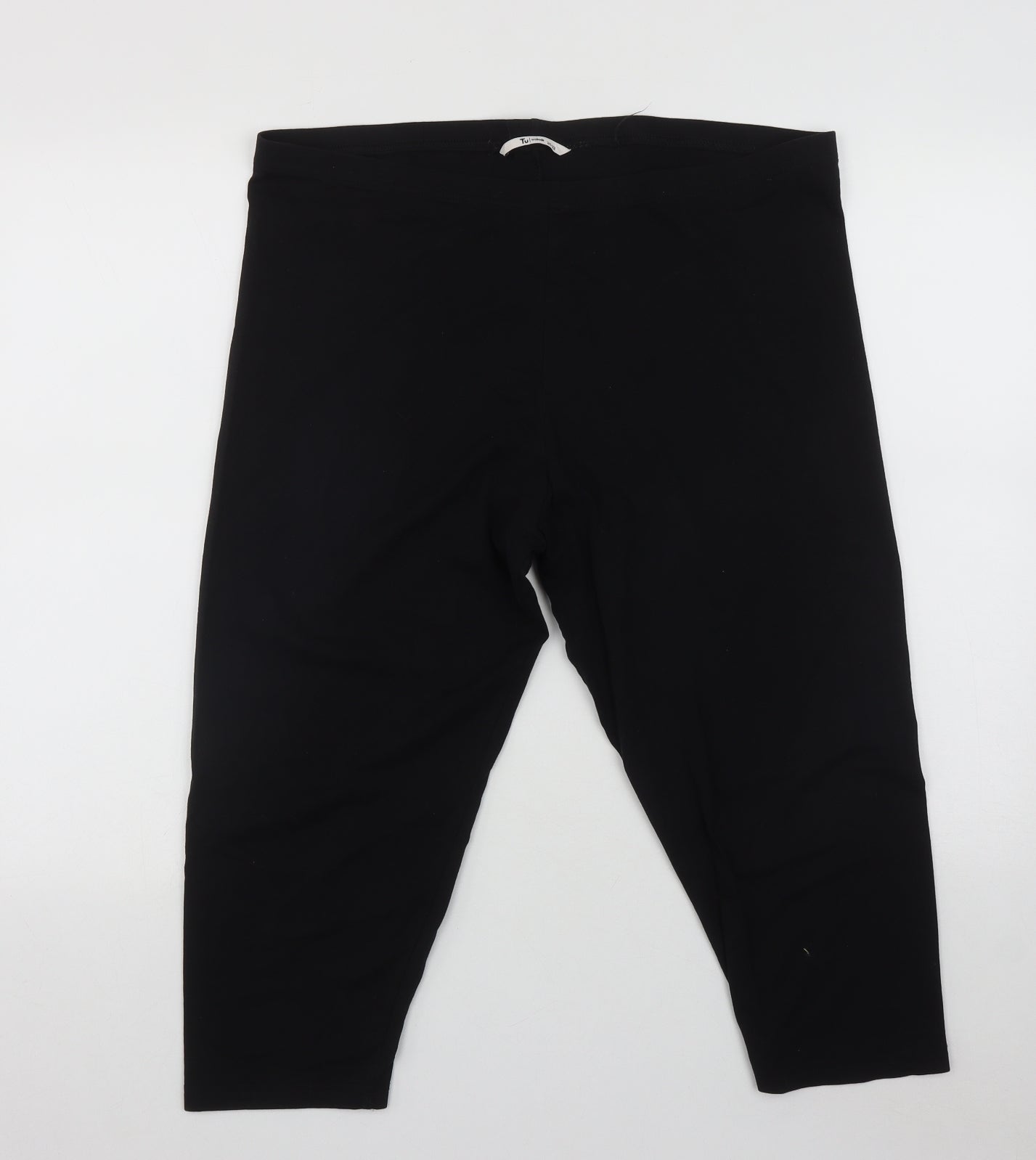 TU Womens Black  Cotton Cropped Leggings Size 20