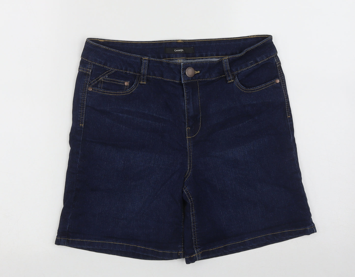George Womens Blue  Cotton Bermuda Shorts Size 10 L6 in Regular Zip