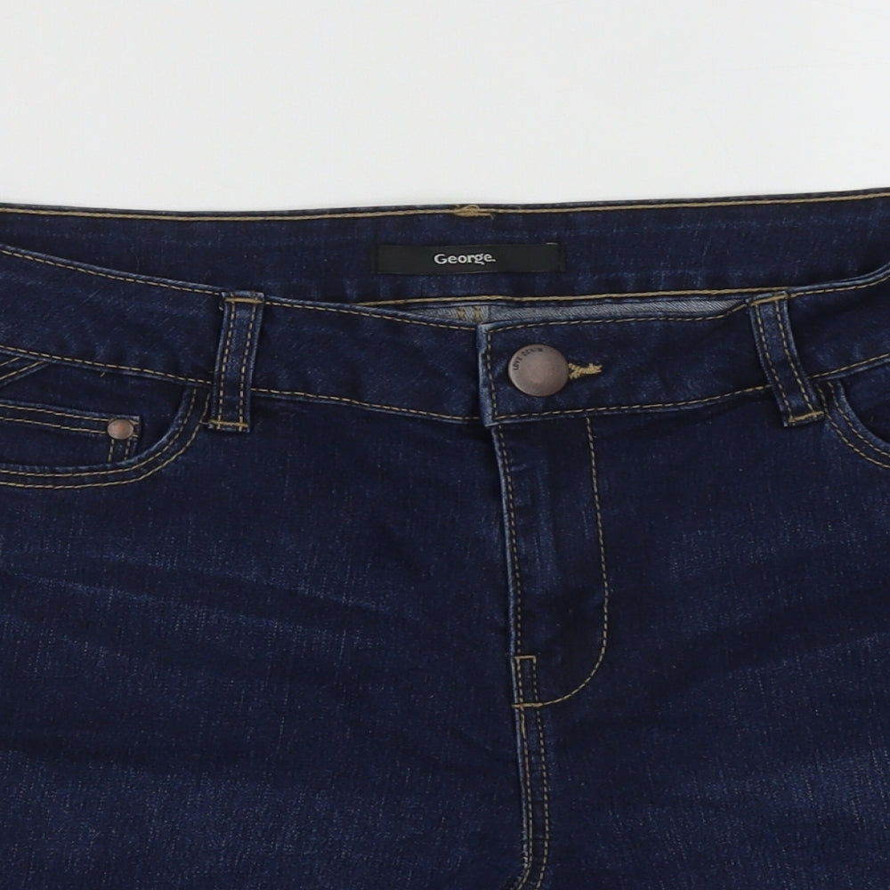 George Womens Blue  Cotton Bermuda Shorts Size 10 L6 in Regular Zip