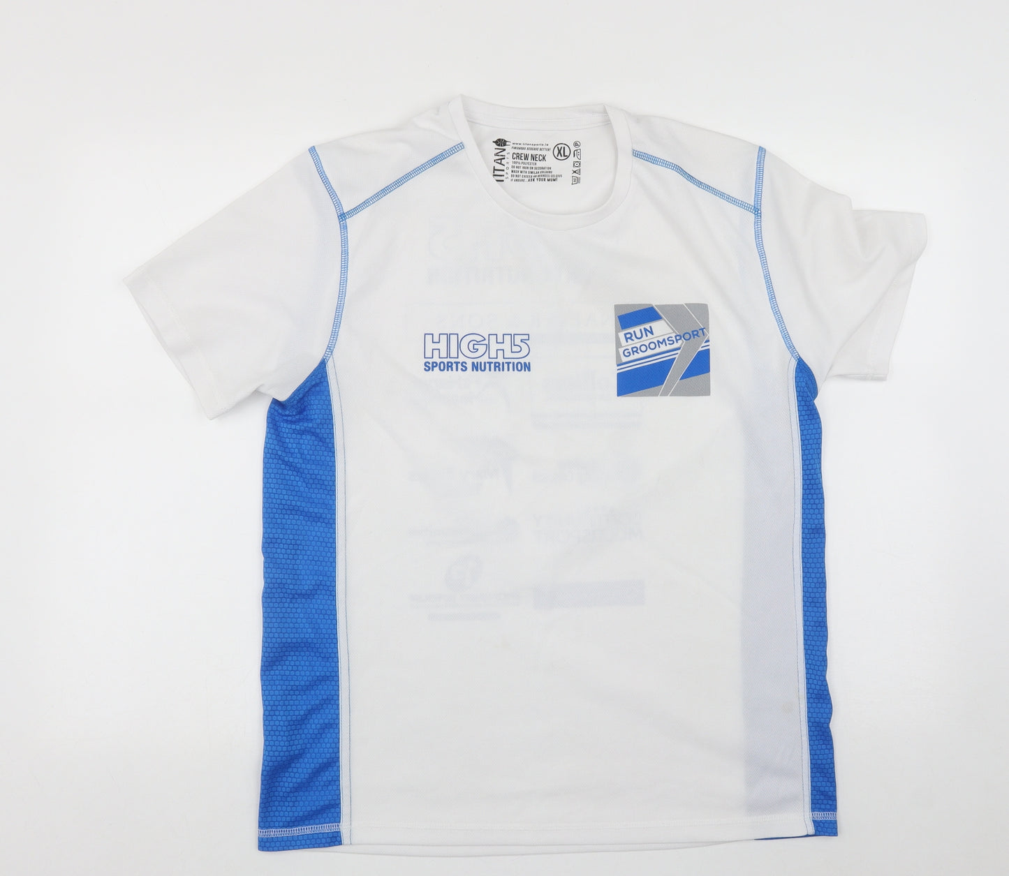 Titan Mens White  Polyester Basic T-Shirt Size XL Round Neck