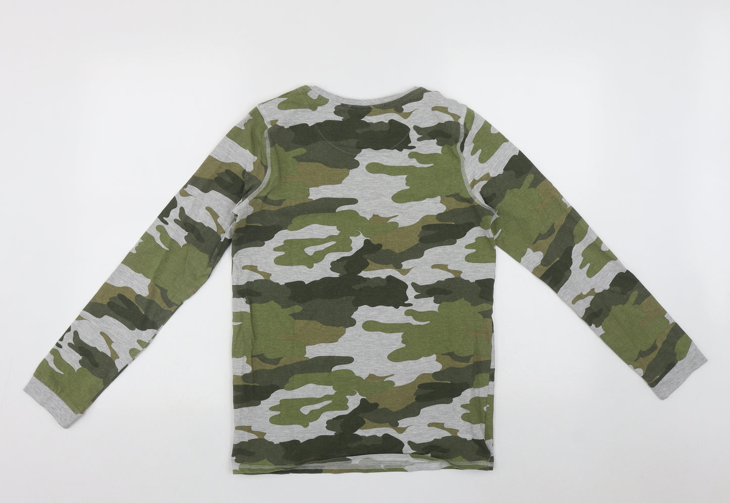 Marks and Spencer Boys Multicoloured Camouflage Cotton Basic Casual Size 13-14 Years Round Neck