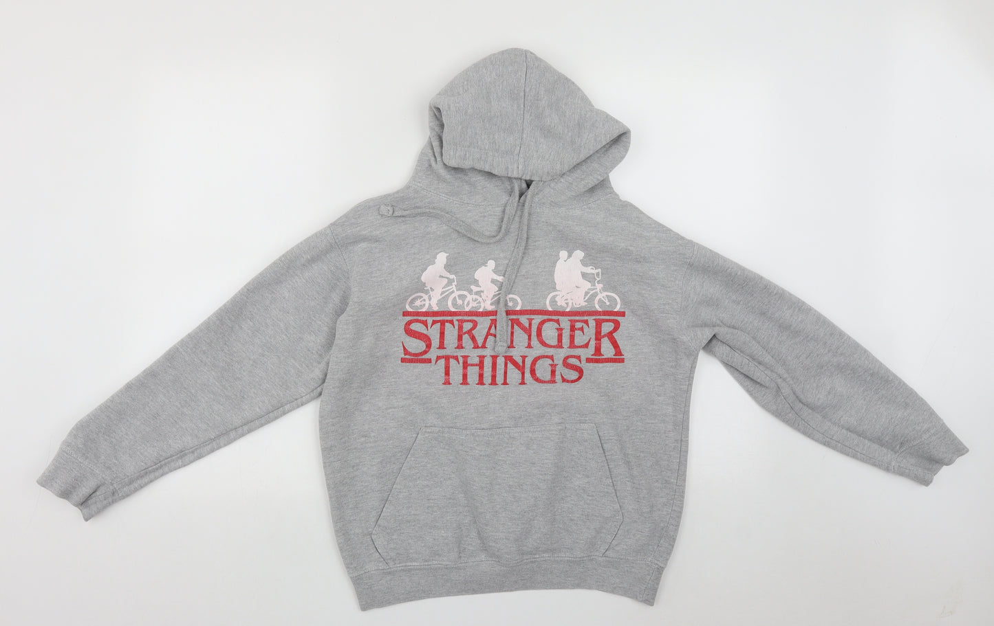 Stranger Things Mens Grey  Polyester Pullover Hoodie Size S