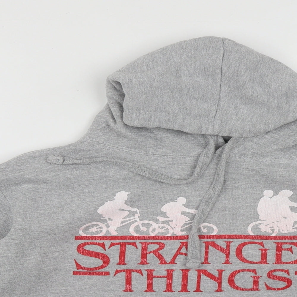 Stranger Things Mens Grey  Polyester Pullover Hoodie Size S