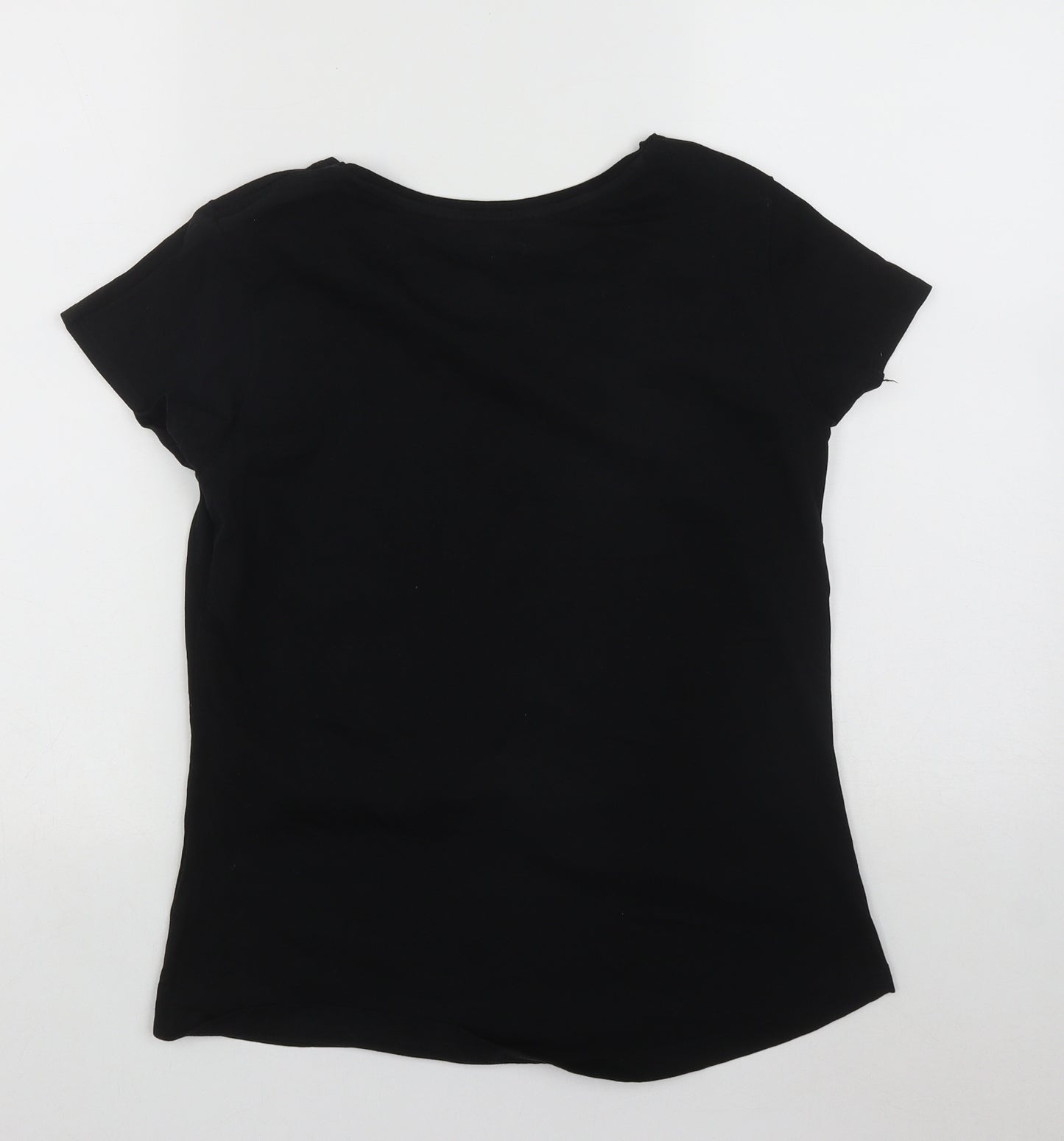 H&M Girls Black  Cotton Basic Casual Size 14 Years Round Neck