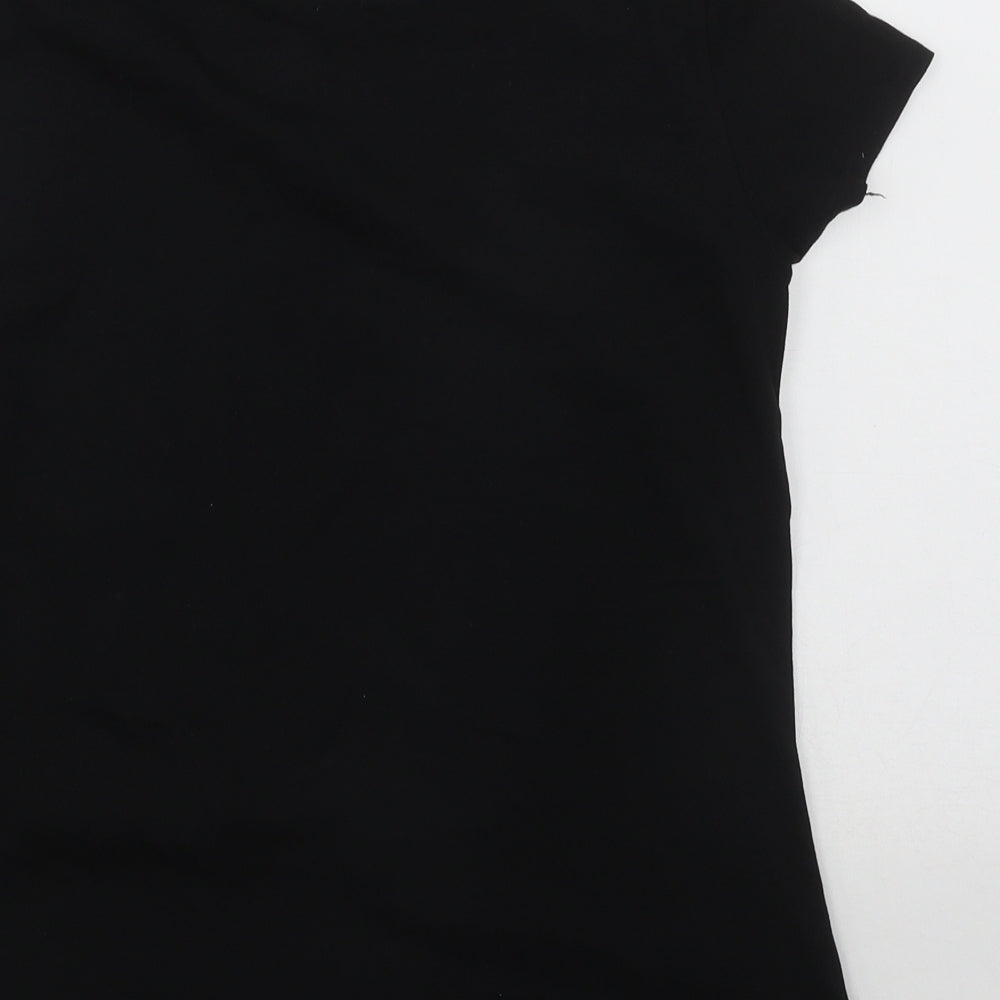 H&M Girls Black  Cotton Basic Casual Size 14 Years Round Neck