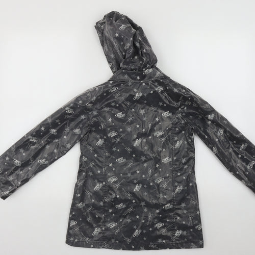 George Girls Black   Rain Coat Jacket Size 7-8 Years  Button - Camp Rock