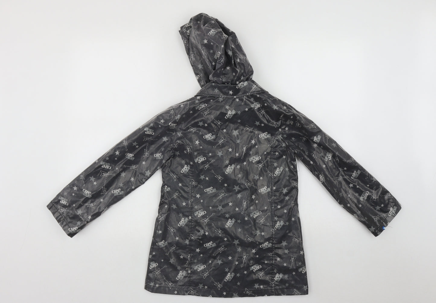 George Girls Black   Rain Coat Jacket Size 7-8 Years  Button - Camp Rock