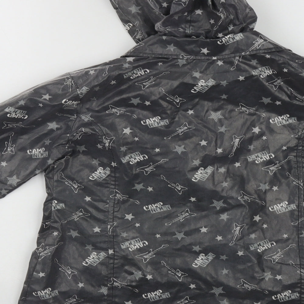 George Girls Black   Rain Coat Jacket Size 7-8 Years  Button - Camp Rock