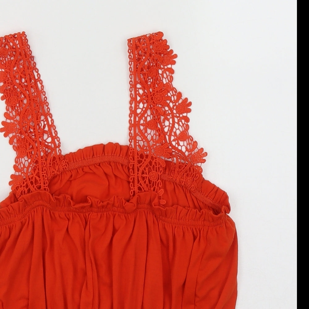 Primark Womens Orange  Polyester Basic Tank Size 10 Scoop Neck - Tube Top
