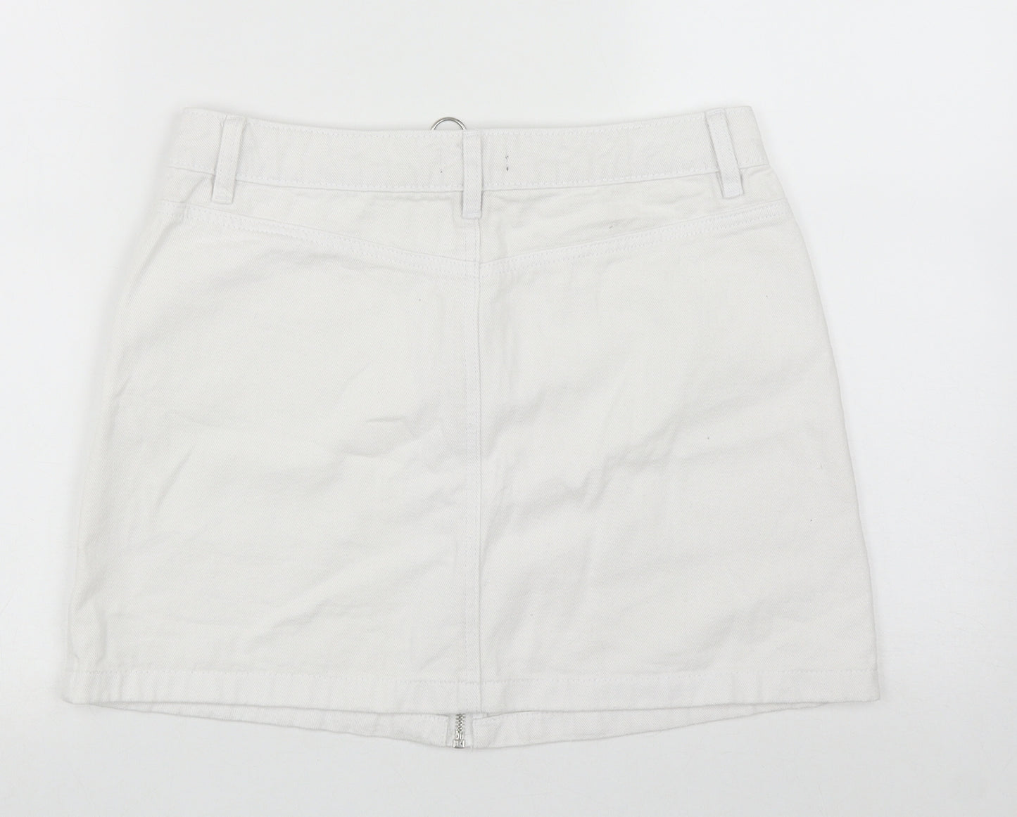 Papaya Womens White  Cotton A-Line Skirt Size 12   Zip