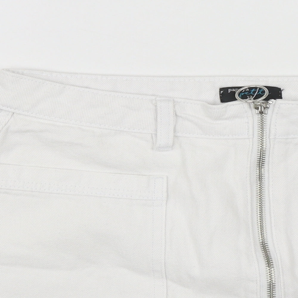 Papaya Womens White  Cotton A-Line Skirt Size 12   Zip