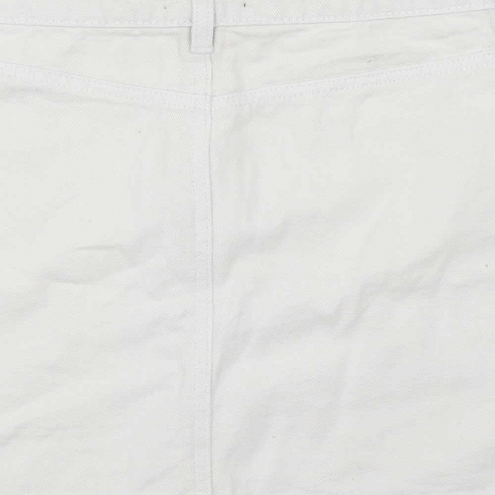 Papaya Womens White  Cotton A-Line Skirt Size 12   Zip