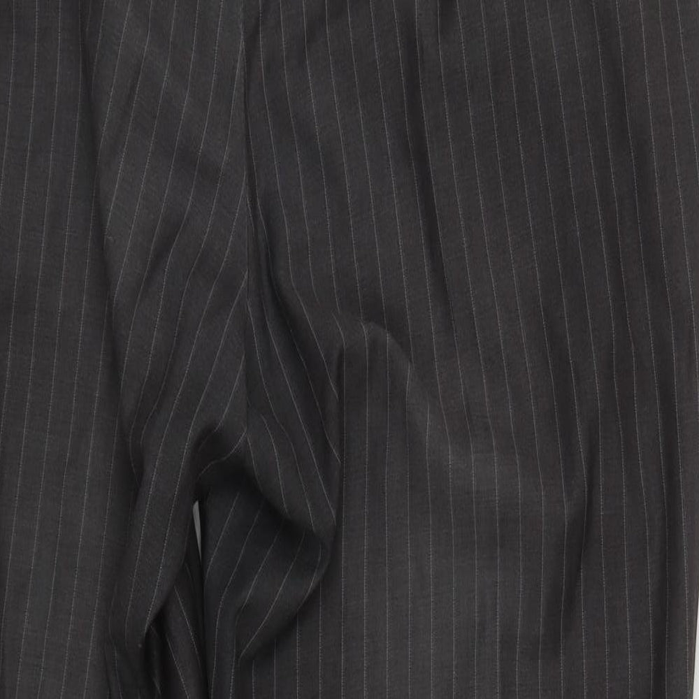 Marks and Spencer Mens Grey Striped Polyester Trousers  Size 38 in L27 in Regular Zip