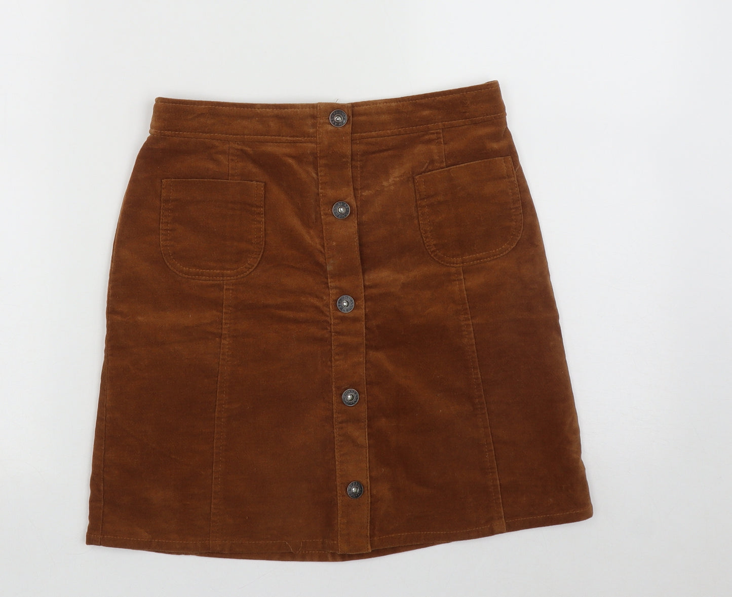 St Bernard Womens Brown  Cotton A-Line Skirt Size 8   Buckle