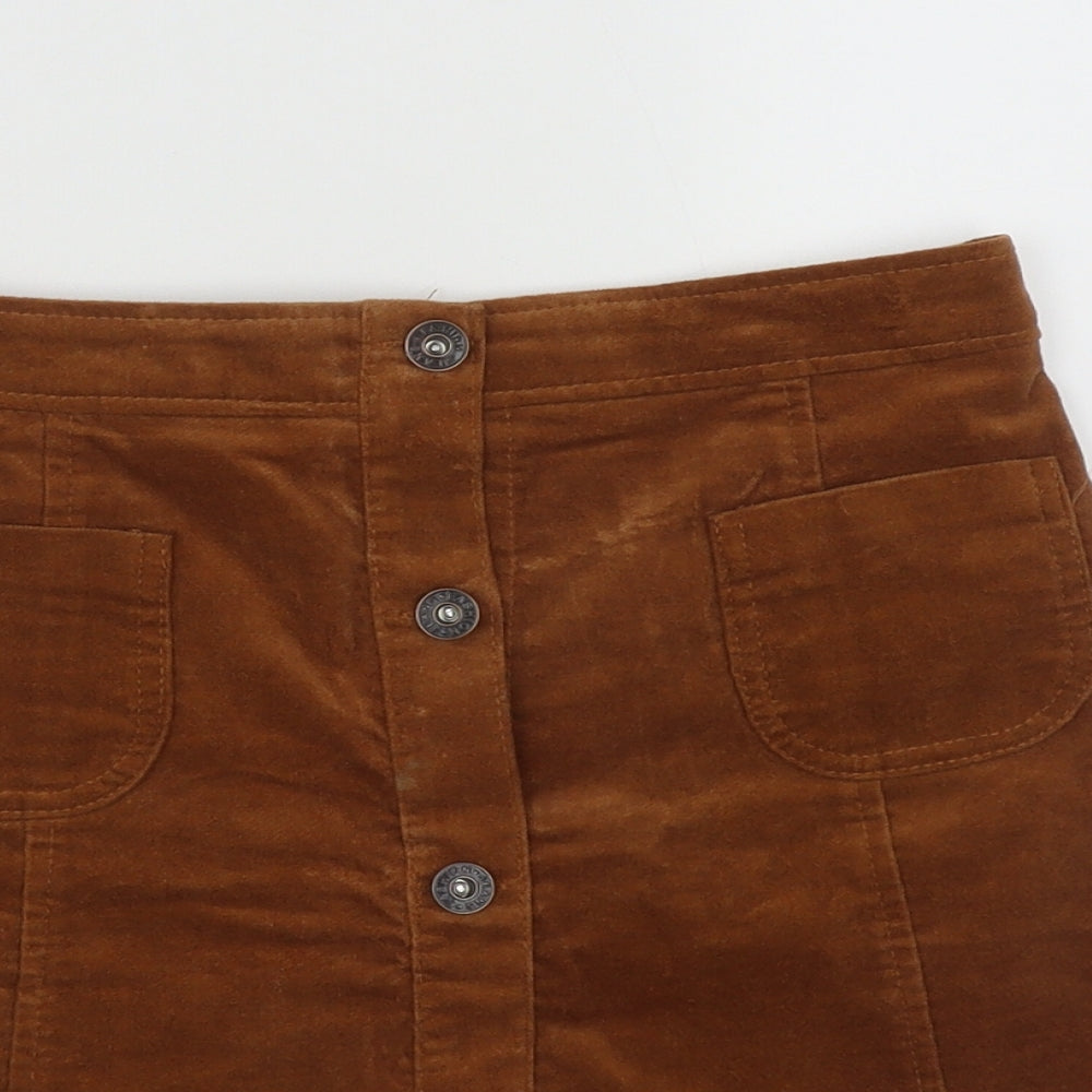 St Bernard Womens Brown  Cotton A-Line Skirt Size 8   Buckle