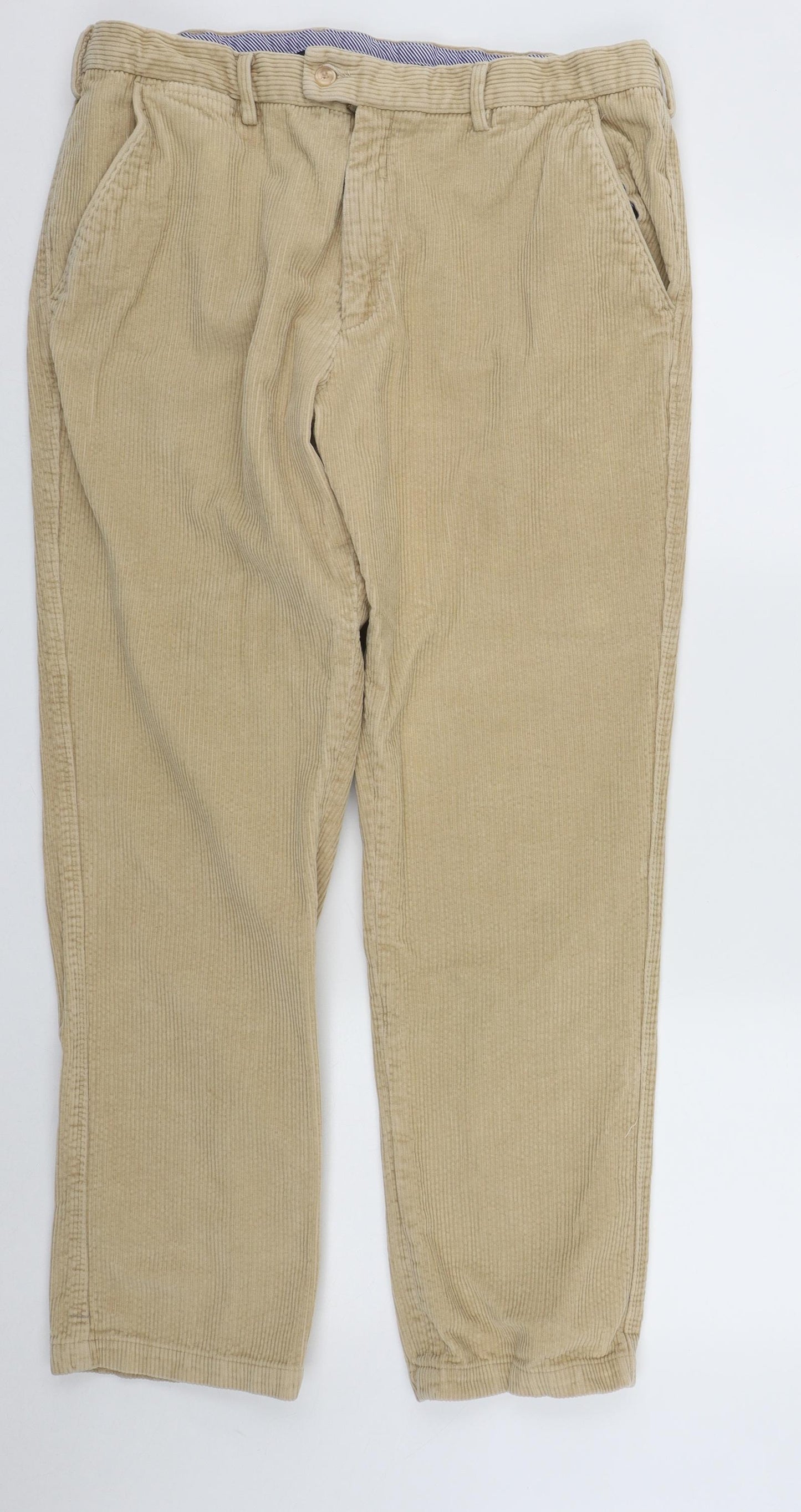 Samuel Windsor Mens Beige  Cotton Trousers  Size 40 in L29 in Regular Zip