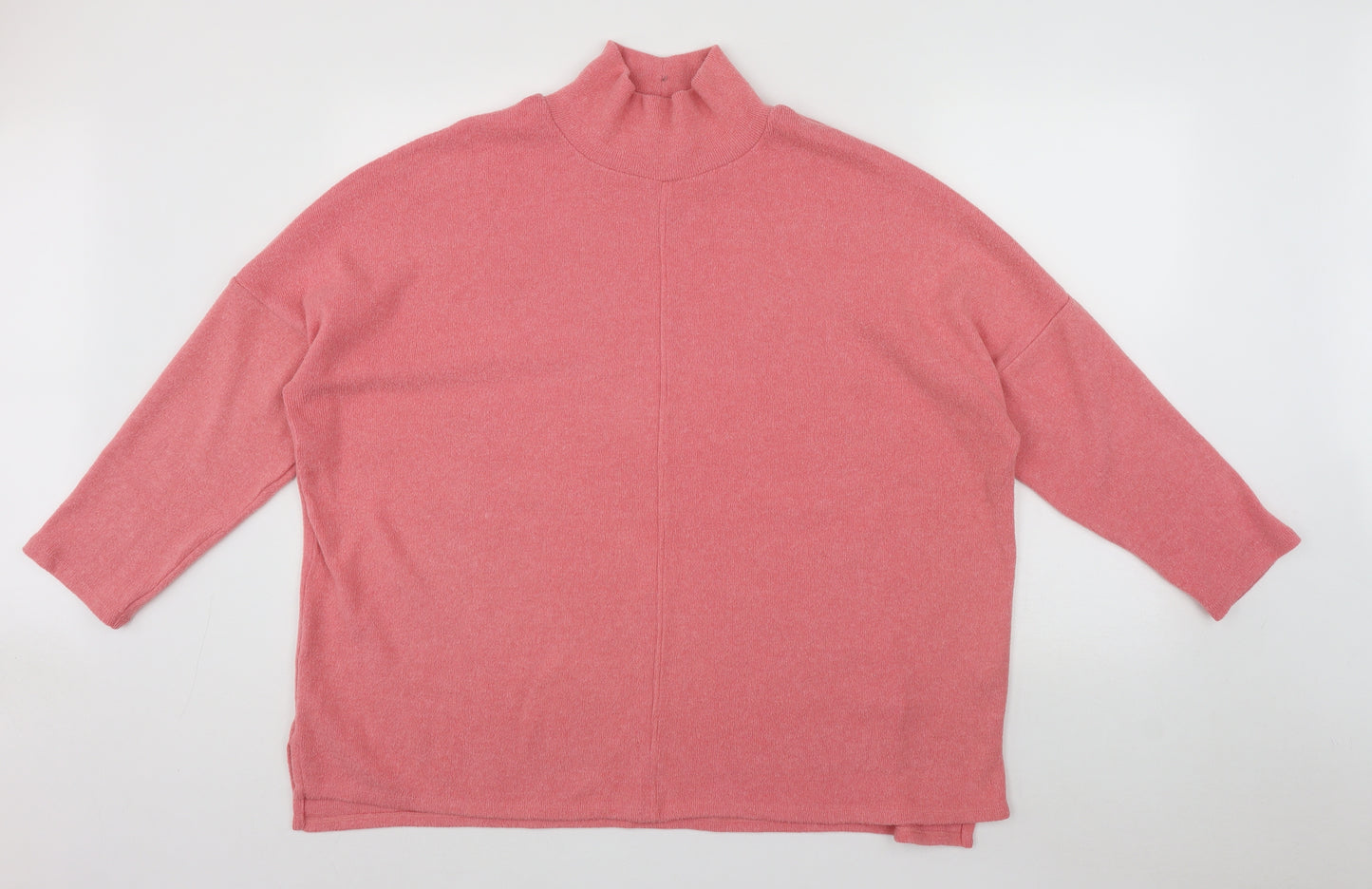 Dunnes Womens Pink High Neck  Polyester Pullover Jumper Size L