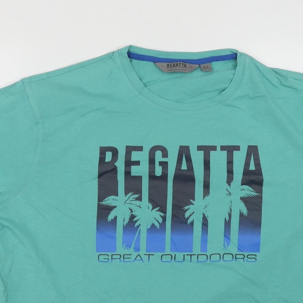 Regata Mens Green  Polyester  T-Shirt Size XL Round Neck