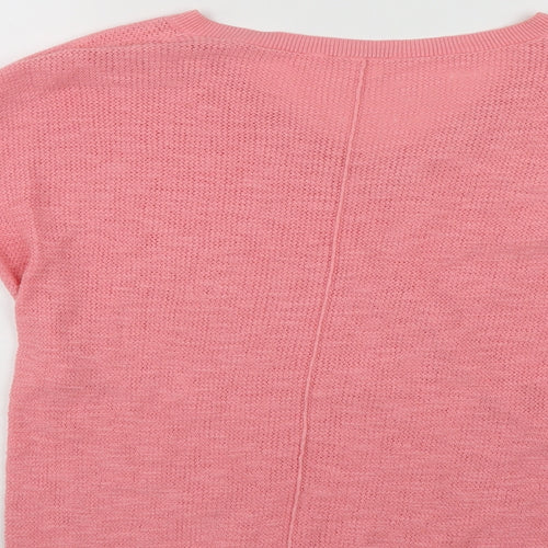 Gap Womens Pink V-Neck  Cotton Pullover Jumper Size M
