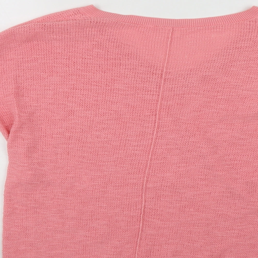 Gap Womens Pink V-Neck  Cotton Pullover Jumper Size M