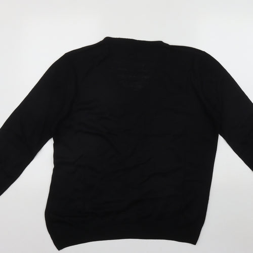 F&F  Mens Black V-Neck  Acrylic Pullover Jumper Size M