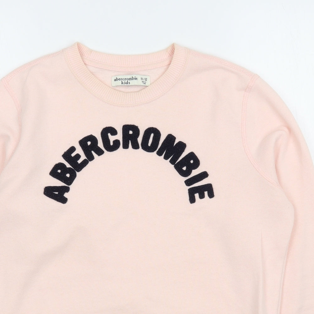 Abercrombie & Fitch Girls Pink  Cotton Pullover Sweatshirt Size 11-12 Years  Pullover