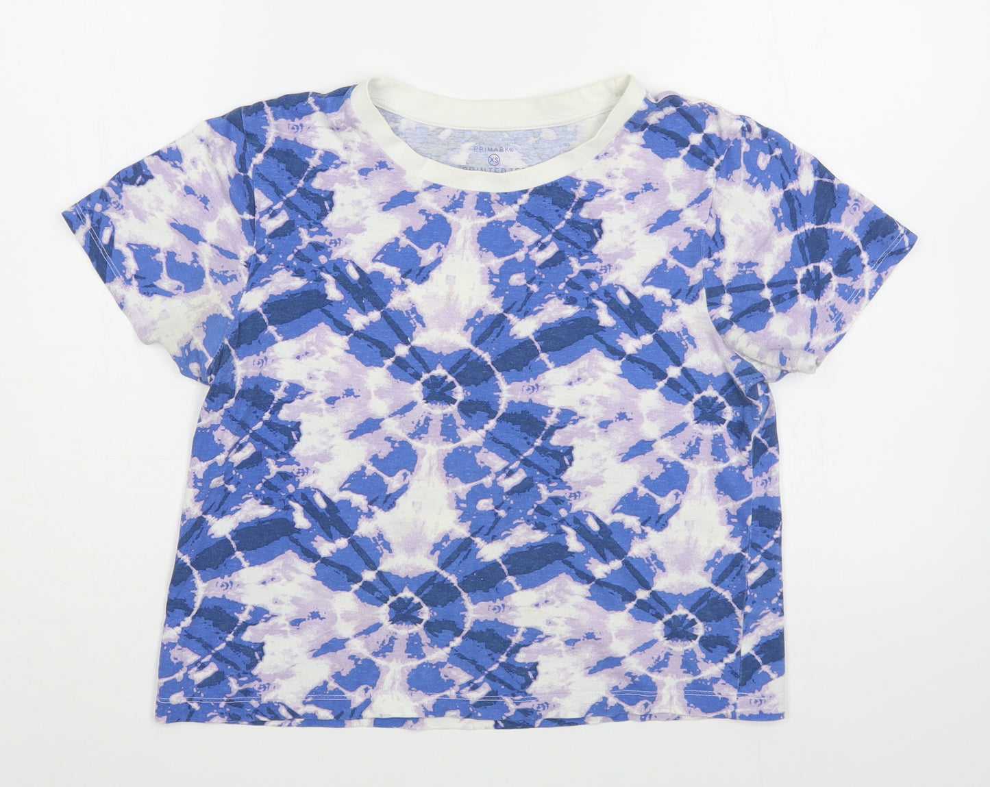 Primark Womens Blue  100% Cotton Basic T-Shirt Size 6 Round Neck