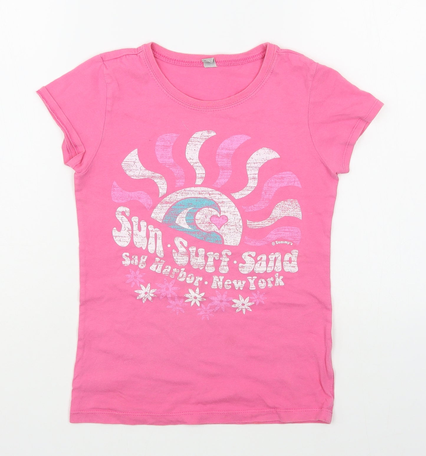 NEXT Girls Pink  100% Cotton Basic T-Shirt Size 7-8 Years Round Neck Pullover