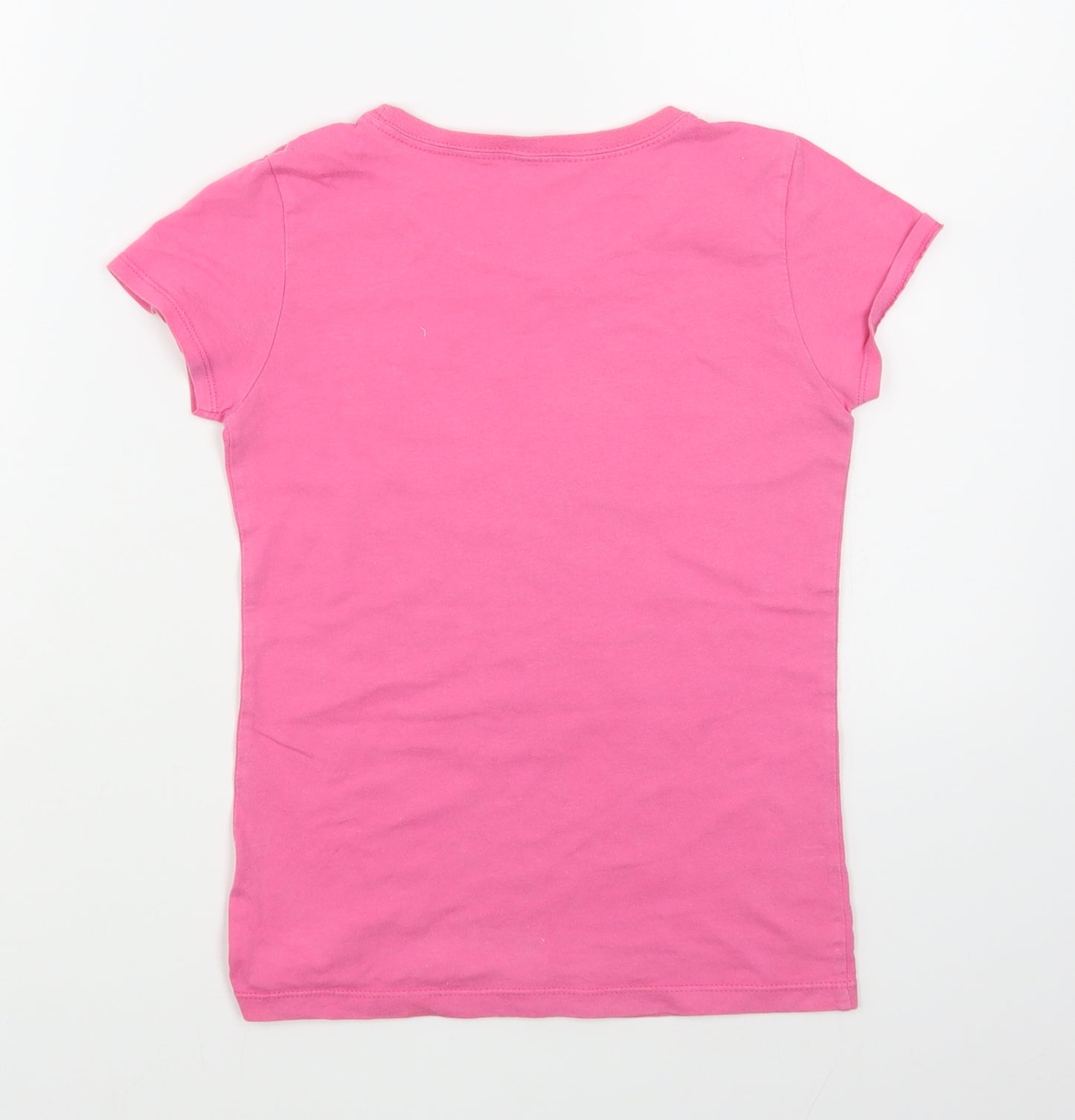 NEXT Girls Pink  100% Cotton Basic T-Shirt Size 7-8 Years Round Neck Pullover