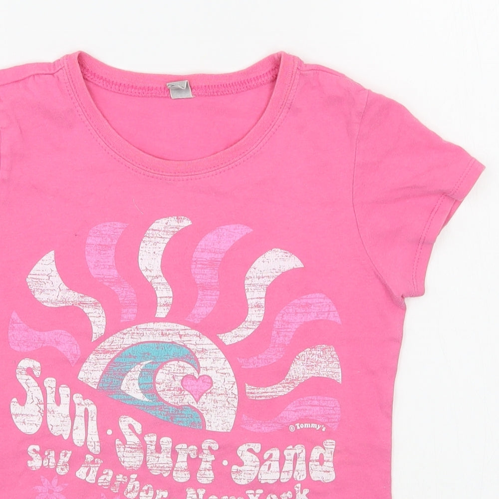 NEXT Girls Pink  100% Cotton Basic T-Shirt Size 7-8 Years Round Neck Pullover