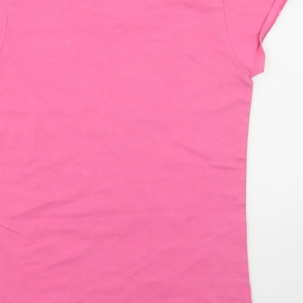 NEXT Girls Pink  100% Cotton Basic T-Shirt Size 7-8 Years Round Neck Pullover