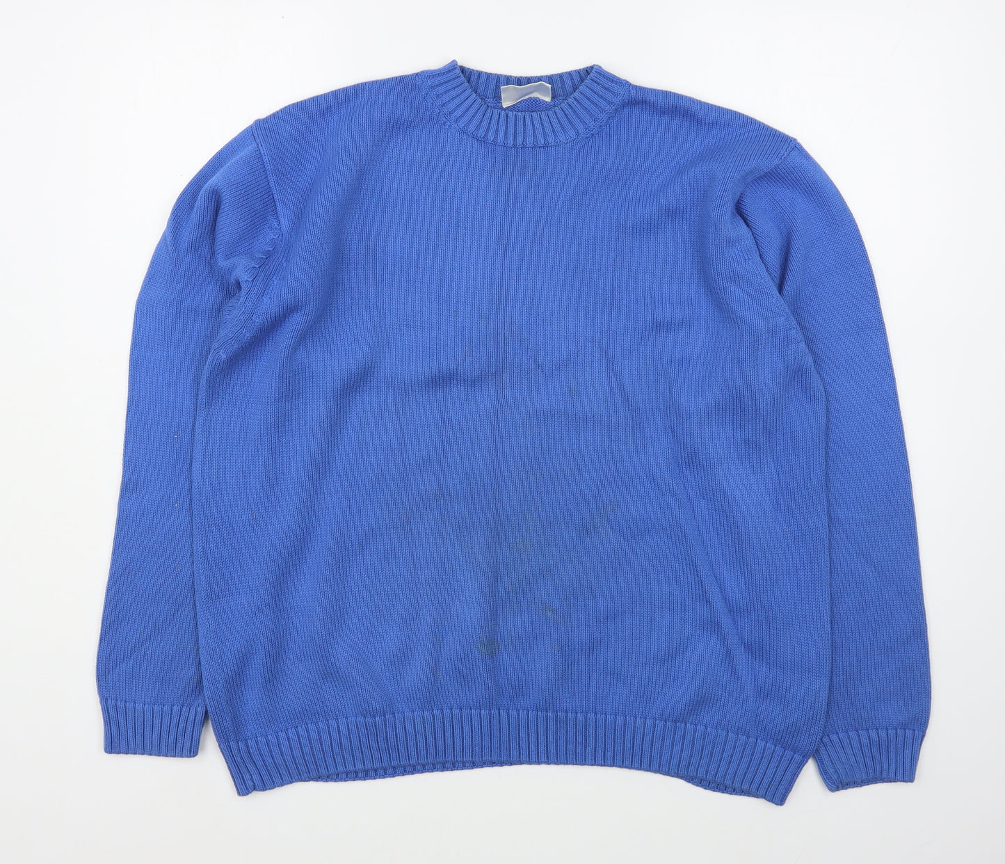 Essentials Womens Blue Round Neck  Cotton Pullover Jumper Size 14