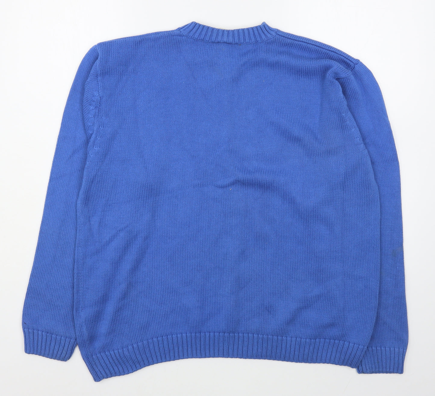 Essentials Womens Blue Round Neck  Cotton Pullover Jumper Size 14