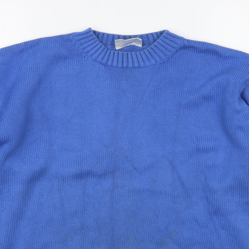 Essentials Womens Blue Round Neck  Cotton Pullover Jumper Size 14