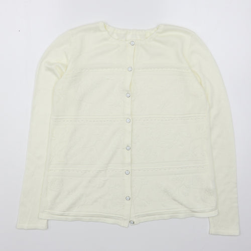 Preworn Womens Ivory Round Neck  Acrylic Cardigan Jumper Size M