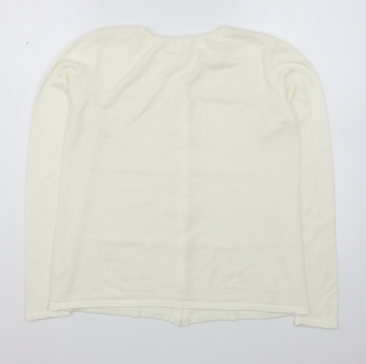 Preworn Womens Ivory Round Neck  Acrylic Cardigan Jumper Size M