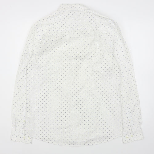 River Island Mens White Geometric Cotton  Button-Up Size M Collared Button