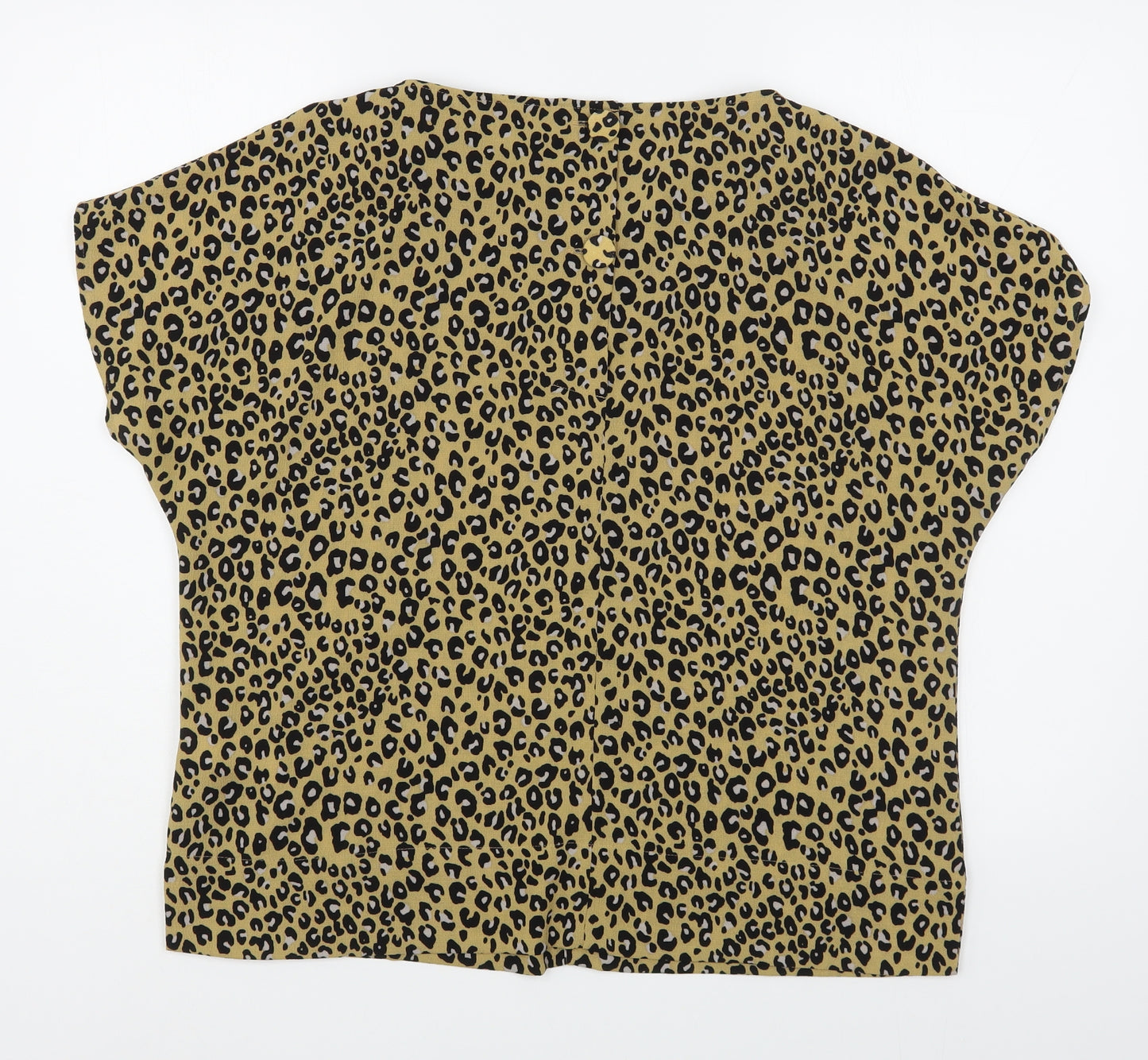 Marks and Spencer Womens Brown Animal Print Polyester Basic Blouse Size 12 Boat Neck