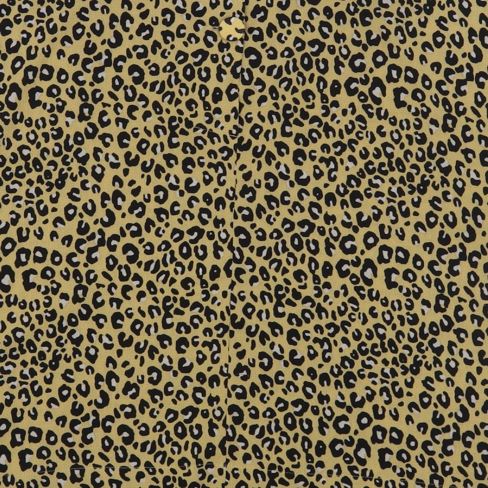 Marks and Spencer Womens Brown Animal Print Polyester Basic Blouse Size 12 Boat Neck