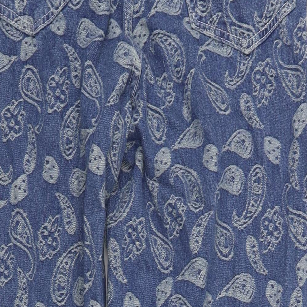 Newtusfan Mens Blue Paisley Cotton Straight Jeans Size 34 in L27 in Regular Zip