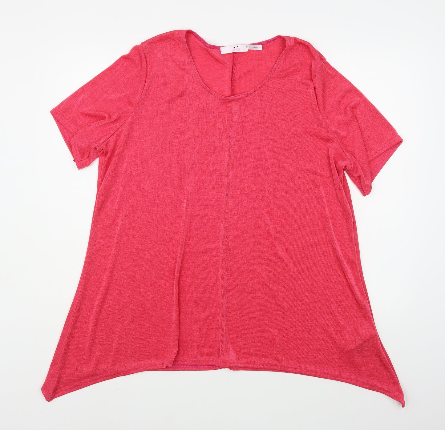 Julipa Womens Pink  Polyester Basic T-Shirt Size 18 Scoop Neck