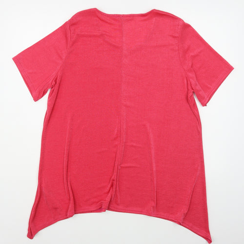 Julipa Womens Pink  Polyester Basic T-Shirt Size 18 Scoop Neck