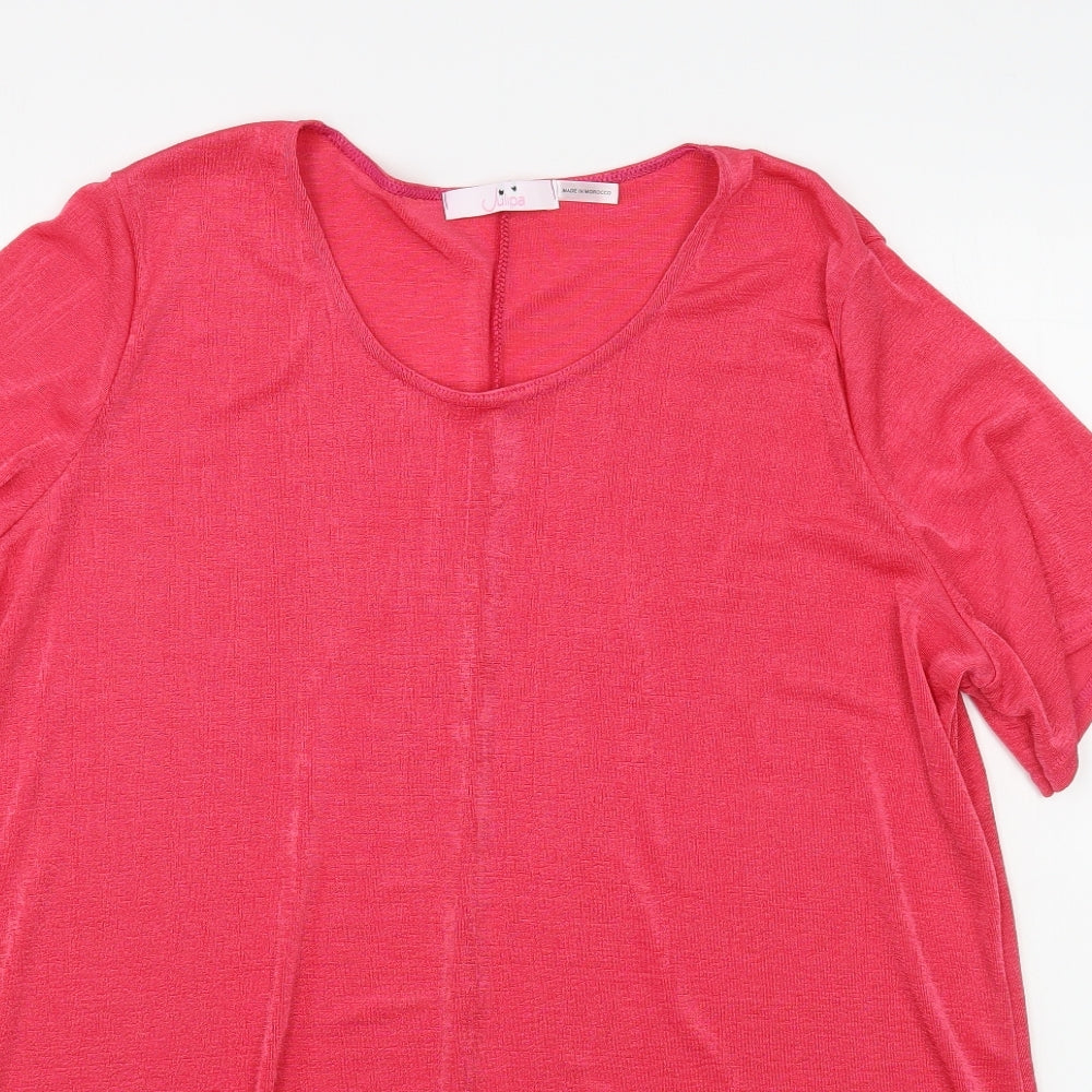 Julipa Womens Pink  Polyester Basic T-Shirt Size 18 Scoop Neck