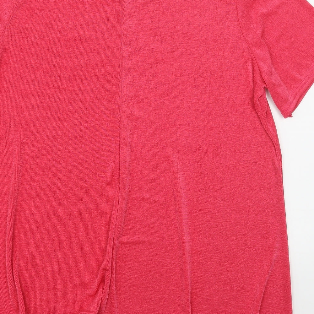 Julipa Womens Pink  Polyester Basic T-Shirt Size 18 Scoop Neck