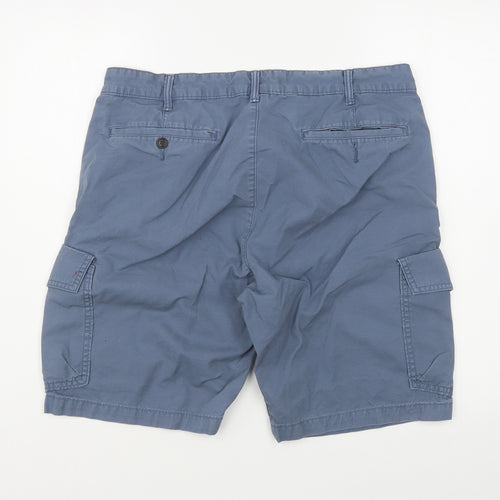 H&M Mens Blue  Cotton Cargo Shorts Size 34 in L9 in Regular Zip