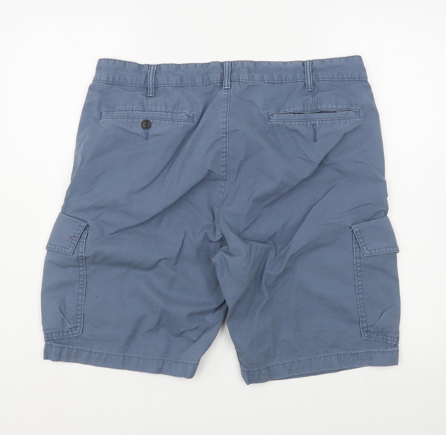 H&M Mens Blue  Cotton Cargo Shorts Size 34 in L9 in Regular Zip