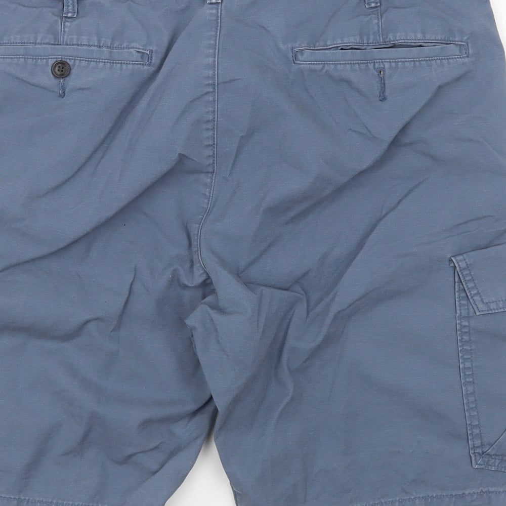H&M Mens Blue  Cotton Cargo Shorts Size 34 in L9 in Regular Zip