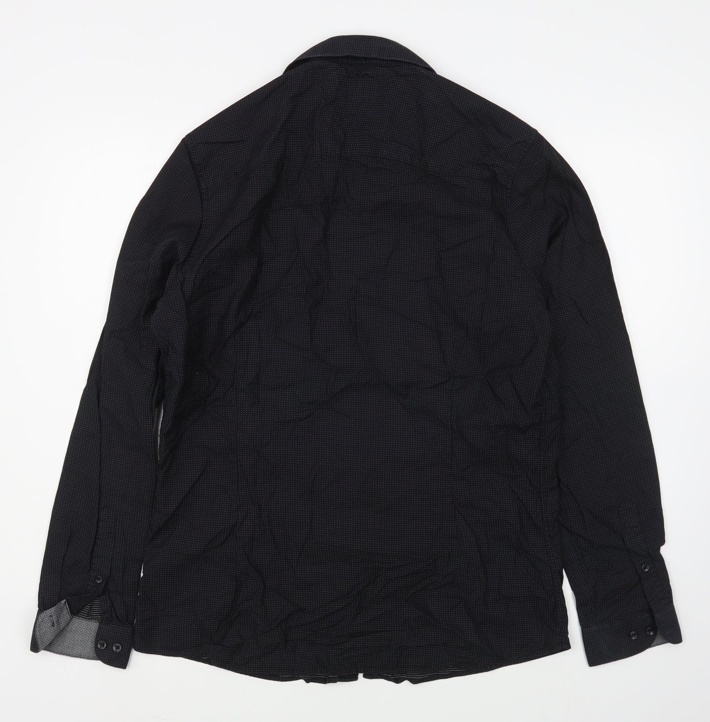 NEXT Mens Black  Polyester  Button-Up Size M Collared Button