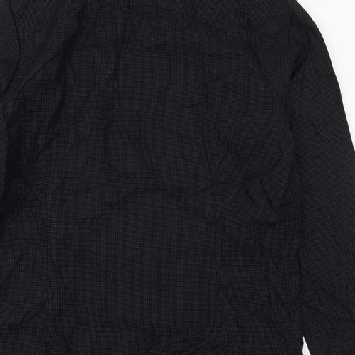 NEXT Mens Black  Polyester  Button-Up Size M Collared Button