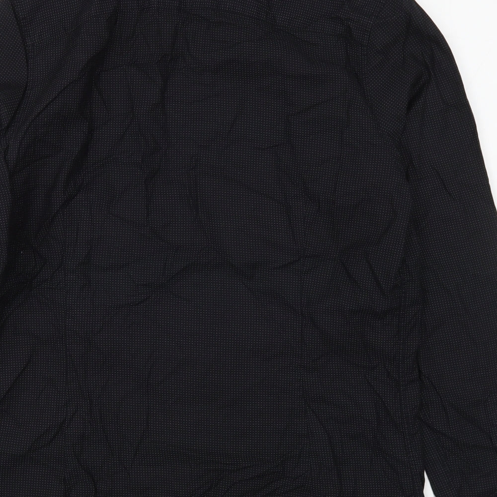 NEXT Mens Black  Polyester  Button-Up Size M Collared Button